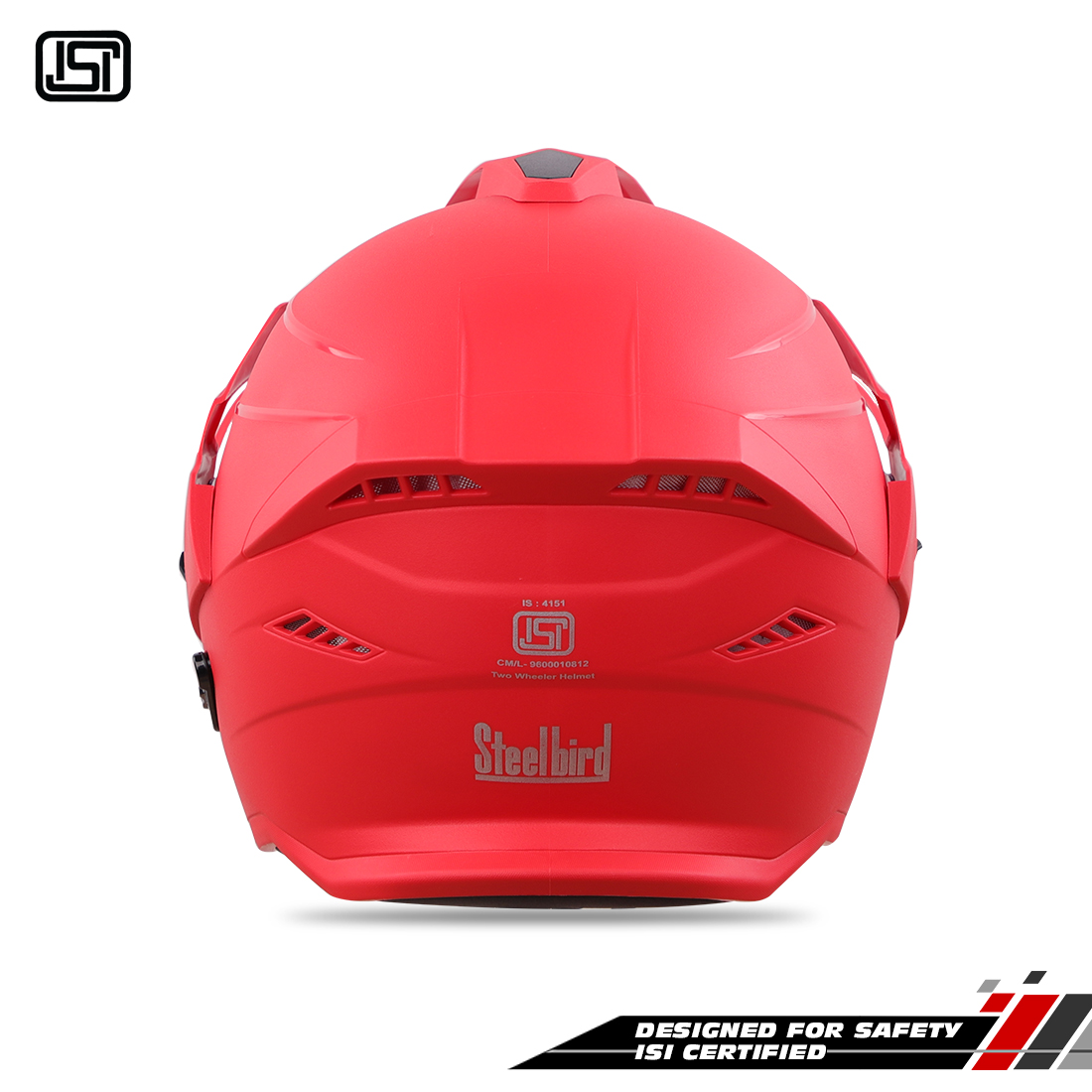 Steelbird SBH-23 GT Plus Open Face ISI Certified Helmet With Inner Sun Shield (Dashing Red)